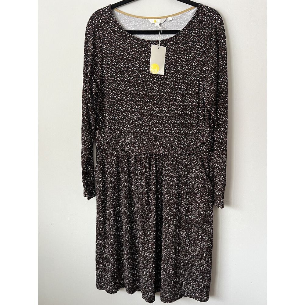 NWT Boden Women's Abigail Jersey Dress Size 14R Pockets Long Sleeve